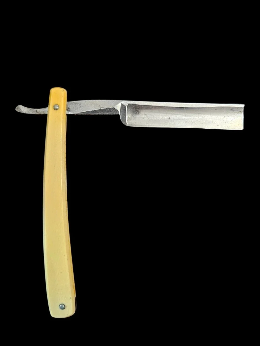 Straight Razor By Colonial Steel Co. Pittsburg PA Vintage Yellow Handle